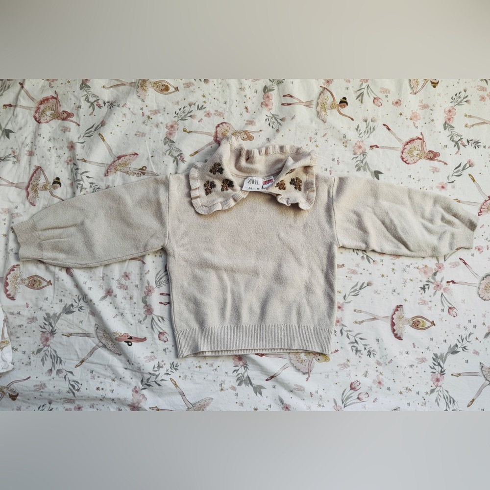 Zara Embroidered Knit Set Cream Girls 2-3 Years Cottagecore Minimalist - Picture 3 of 8
